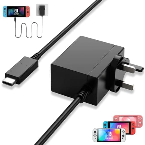 Image of for Nintendo Switch Charger - 39W Fast Charging Nintendo Switch AC Adapter UK for Switch/OLED/Lite/Dock (Supports TV Mode) and Switch Pro Controller with 1.5m USB C Cable