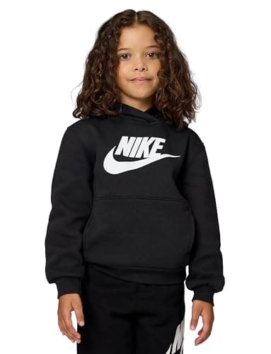 Image of NIKE Club Fleece Sportswear Pullover Hoodie Sweatshirt, Black, 7 Unisex Kids