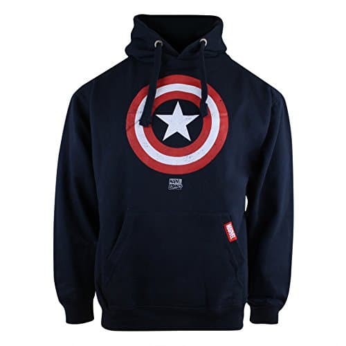 Image of Cotton Soul Marvel Captain America Shield Logo Unisex Hoodie, Navy, Large