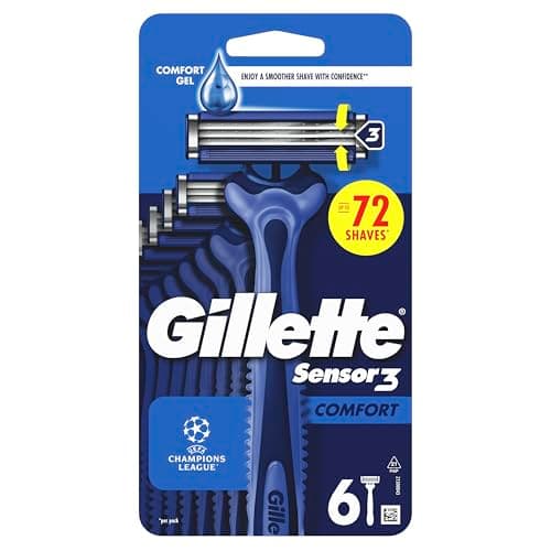 Image of Gillette Sensor3 Comfort, Disposable Razors For Men, 6-Pack Razors