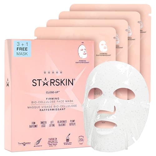 Image of STARSKIN Close-Up 4x40g, Coconut Bio-Cellulose Firming Face Mask for all Skin Types, Face Lifting Korean Skincare Mask, Skin Elasticity Improvement and Rejuvenating Effect, K Beauty Skincare