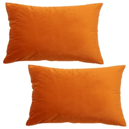 Image of GONOVE Cushion Covers 30x50cm Decorative Modern Throw Pillow Case Pack of 2 Velvet Soft Pillow Cushion Covers Orange Pillowcase for Livingroom Sofa Bedroom