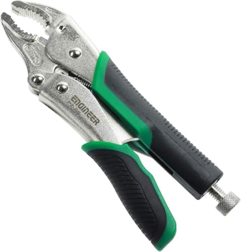Image of Locking Pliers with Unique Non-Slip/gripping Screw Removal Jaws for the Easy Extraction of Damaged/Stuck Screws, Black/Green. Neji-Saurus mole Grip Pliers by ENGINEER (Medium)