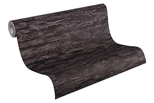 Image of A.S. Creation Non-woven wallpaper Best of Wood and Stone 2nd Edition Natural Stone Wallpaper 10.05 m x 53 cm Grey Black Made in Germany 707123 7071-23, multi-colour