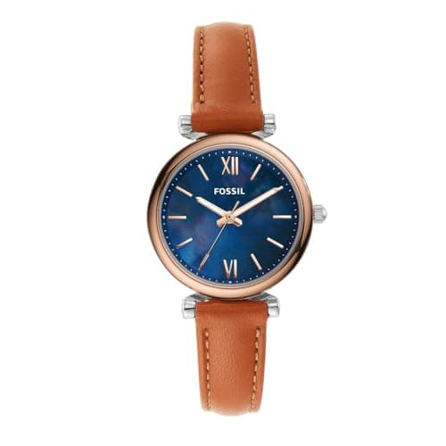 Image of Fossil Carlie Watch for Women, Quartz three hand movement with Leather Strap