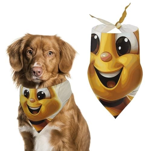 Image of Honey Bee Printed Pet Scarf Polyester Triangle Scarf - One Size (27.6in X 11.8in)
