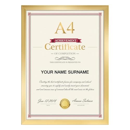 Image of Giftgarden Gold A4 Picture Frame, Versatile A4 Photo Frames for Desk or Wall, Ideal for Certificates, Posters, and Artwork Display