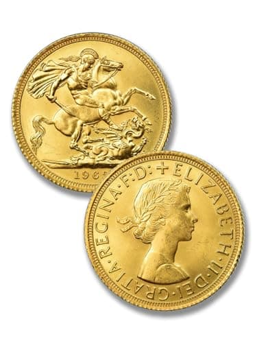Image of British Antique Gold Coins, 1965 Elizabeth II Sovereign Coin, Great Britain Ancient St George Coin Collection, United Kingdom, European Old Coins for Collectors, Historical Gifts