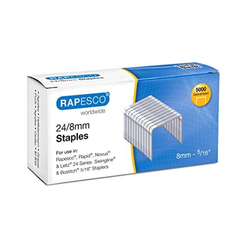 Image of Rapesco S24807Z3 Type 24/8 mm (No.16) Galvanised Staples, Pack of 5000