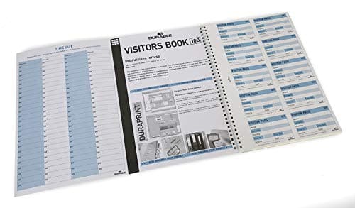 Image of Durable Visitor Book 100 Refill Pack - Insert Refill Book for Professional Use - Includes 100 Perforated 90 x 60 mm Badge Inserts - GDPR Compliant Visitor Management
