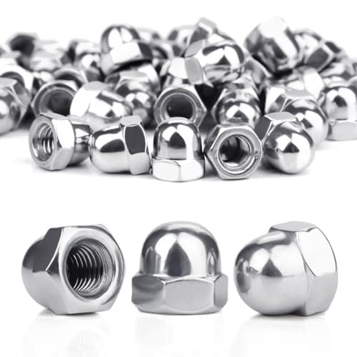 Image of SWTYExt 50 Pcs Nut Caps M8 Dome Cap Nuts A2 V2A Metric 304 Stainless Steel Acorn Dome DIN 1587 Thread Hex for Motorcycle Bicycles Furniture Lighting Saddle