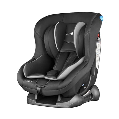 Image of Cozy N Safe Fitzroy Group 0+1 Car Seat 0-18kg, Rear & Forward Facing, 5 Point Harness, Reclining Baby Toddler Car Seat, Birth to 4 Years, Deep Padded Child Seat (Black/Grey)