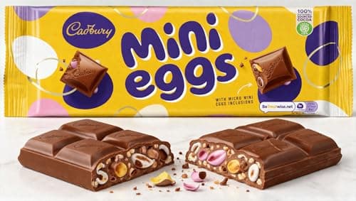Image of Cadbury Chocolate Easter Mini Eggs Chocolate Bar, Milk Chocolate Bar With Micro Mini Egg Inclusions, 360g Perfect For Easter Egg Hunt Great Gift For Kids & Adults School Offices