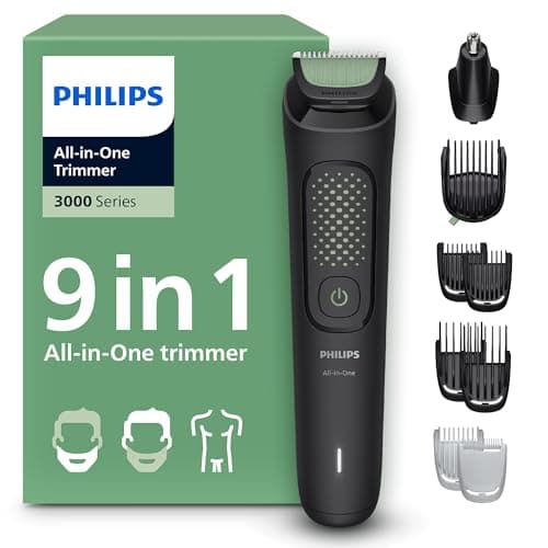 Image of Philips Multigroom 3000 Series All-in-One 9-Piece Trimmer - Shaver and Clipper for Beard, Nose, Hair, and Body, Self-Sharpening Skin-Friendly Blades, 12 Length Settings, Model MG3946/15