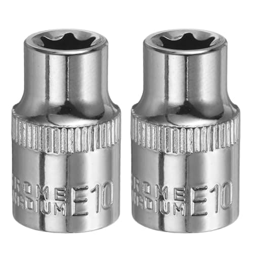 Image of sourcing map 2pcs E-Torx Socket 3/8" Drive E10 External Torx Deep Socket CR-V 6 Point Spline Socket Star Female Bit Socket for Auto Repairs Home Maintenance DIY Hand-Making 1.2" Length