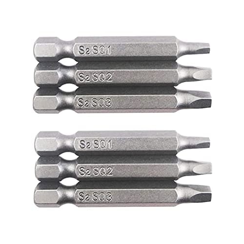 Image of Fongmore 6Pcs 1/4 Inch Shank Length Long Magnetic Square Head Screwdriver Bits Set Power Tools SQ1 SQ2 SQ3 (50mm)