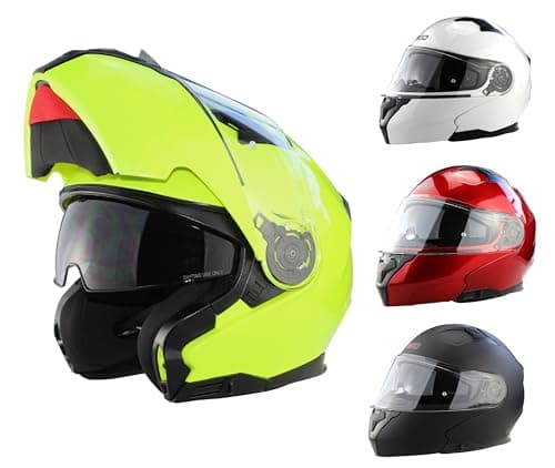 Image of 3GO Flip Up Motorbike Helmet E335 Adult Motorcycle Biker Adventure Men & Women Touring Flip Front Modular Helmet Gloss Black (Matt Black,XS)
