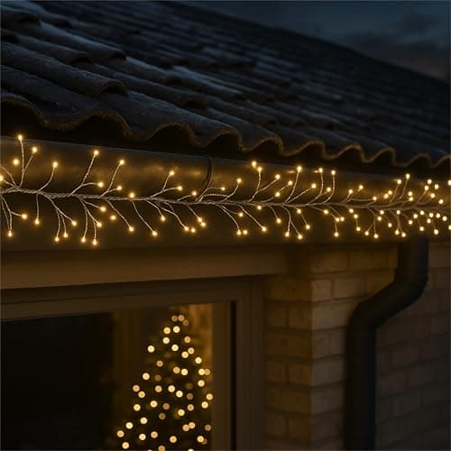 Image of XMAS HAUS LED Christmas Cluster Light, 480 Warm White LED, Timer, 8 Modes, Siver Wire, PSU, Indoor or Outdoor Use, Festive Seasonal Decoration 6m