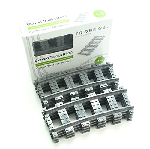 Image of Trixbrix.eu Curved Tracks R104 Compatible with Lego City Train Sets 60197 60198 10277 60205 60238