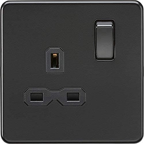 Image of Knightsbridge SFR7000MBB Screwless 13A 1G DP Switched Socket Insert, 230 V, Matt Black