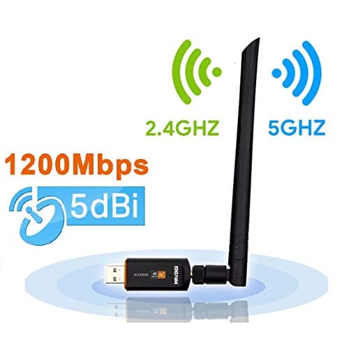 Image of Wifi Dongle, Wifi Adapter Dual Band 5G / 2.4G AC1200 Mbps 802.11 AC Wireless receiver USB 3.0 Wifi Stick with 5dBi Antenna for PC/Desktop/Laptop/Tablet, Support Windows 10/8.1/8/7/XP/Vista MAC OS 10