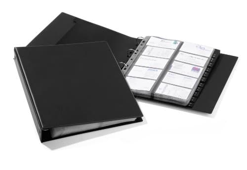 Image of VISIFIX Economy Business Card Album in Black, Ring Binder Folder for Business Cards or CollecTable Cards, Includes A-Z Index for Organising Cards