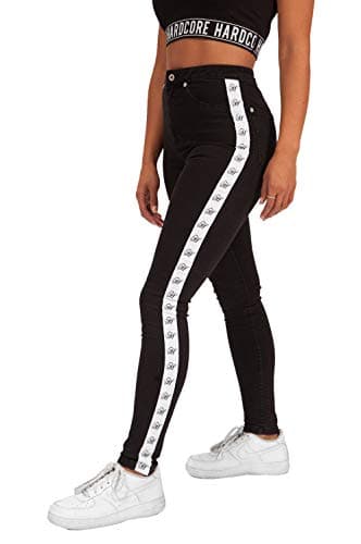 Image of Hardcore Ladies Cotton Rich Soft Touch High or Mid Rise Denim Skinny Jeans (Brooklyn - Plush Black, 32W)