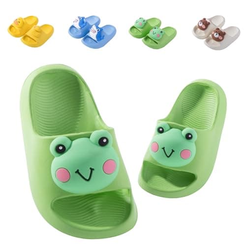 Image of Fadezar Kids Sliders Toddler Summer Slippers for Boys Girls Beach Flip Flops Anti-slip Pool Shower Slide Sandals for Children Green 762 Little Kid UK 10/10.5 (Label Size 190mm)