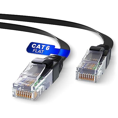 Image of Mr. Tronic Flat Cat 6 Ethernet Cable 10m, High-Speed LAN Ethernet Network Cable with RJ45 Connectors, 10m Cat6 Internet 1 Gbps, ADSL AWG24 Patch, UTP CCA (10 Meters, Black)