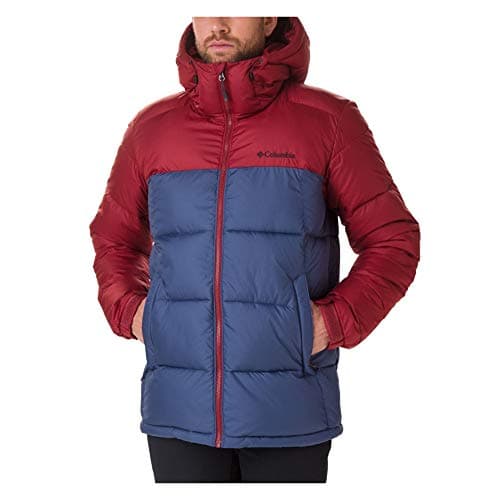 Image of Columbia Men's Pike Lake Hooded Jacket, Hooded Puffer Jacket, Dark Mountain/Red Jasper, Size M