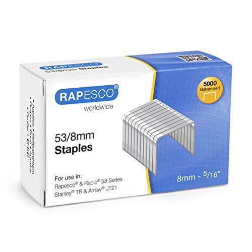 Image of Rapesco 0750 Type 53/8 mm Galvanised Tacker Staples, Pack of 5000