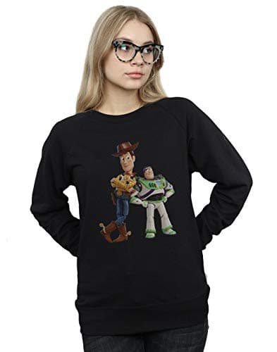 Image of Disney Women's Toy Story Buzz And Woody Standing Sweatshirt Black Medium