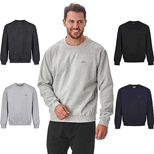 Image of Iron Mountain Men’s Fleece Jumper Crew Neck Sweatshirt Cotton Blend Workwear Pullover Long Sleeve Lightweight Durable Sweatshirts for Men Casual Wear (Light Grey Marl, XL)
