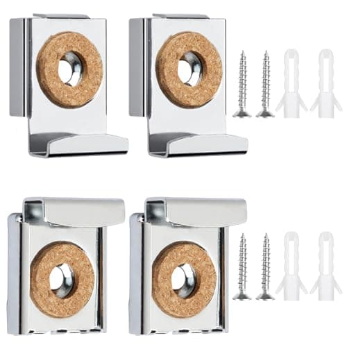 Image of 4 Pcs Mirror Fixings & Mirror Brackets – Heavy Duty Kit with Screws & Dowels, Easy Installation for Bathroom & Living Room