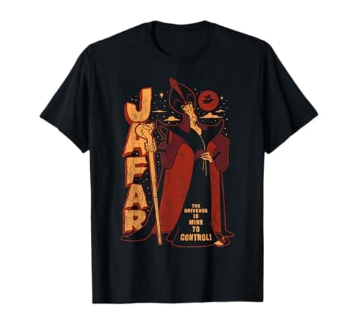 Image of Disney Aladdin Jafar Distressed Portrait Logo T-Shirt