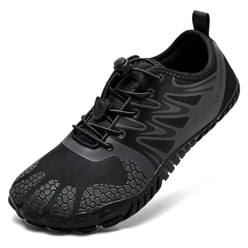 Image of HOBIBEAR Mens Wide Toe Barefoot Shoes Trainers Gym Minimalist Running Shoes for Womens Non Slip Lightweight(UK 10 All Black)