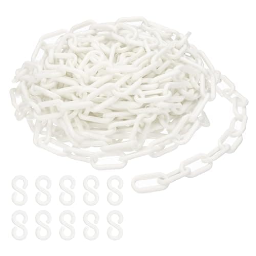 Image of PATIKIL Plastic Chain,32 FEET Safety Barrier Chain for Crowd Control, 1/4inch(6mm) White Plastic Chains Links for Queue Lines, Parking, Fences, Gate, Concerts, and Decoration