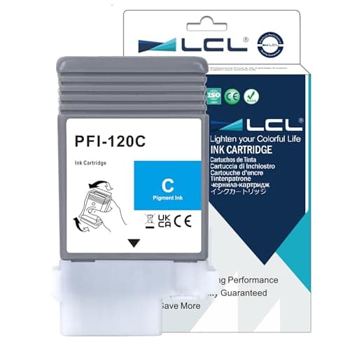 Image of LCL PFI-120 PFI120 Cyan 130ml Ink Cartridge Replacement for Canon ImagePROGRAF TM-200 TM-205 TM-250 TM-255 TM-300 TM-305 TM-350 TM-355 Printer (1 Pack)