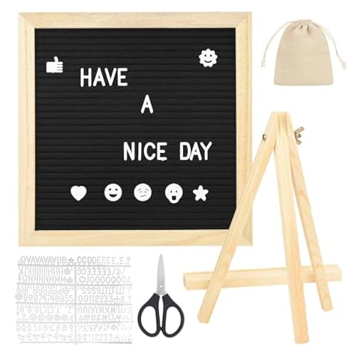 Image of Felt Letter Board, 10 X 10 Inch Changeable Letter Board with 340 Letters, Letter Board Announcement Board with Adjustable Stand for Baby Announcement Party Home Offices