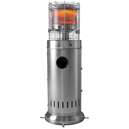 Image of REALGLOW Bullet Gas Patio Heater 13kW – Table Floor, Stainless Steel Finish, Easy Ignition, Commercial Outdoor Heater for Garden & Patio Heating