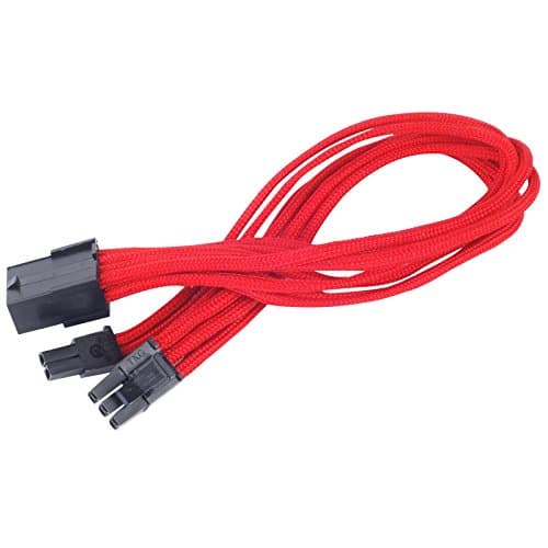 Image of SilverStone SST-PP07-PCIR - 25cm 8pin to PCI-E 6+2pin Sleeved Extention Cable, red