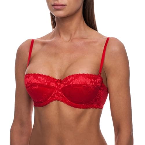 Image of frugue Women's Push-up & Balconette Underwired Bandeau Sexy Lace Bra(Size: 34 B)