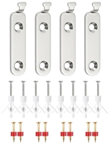 Image of BYSMAH Heavy Duty Picture Hooks, 4 Pack Mirror Wall Hangers Including Solid Wall & Plasterboard Screws and Plugs Up to 40KG Invisible Picture Hanging Kit for Mirrors, Art, Canvas & Frames(28pcs)