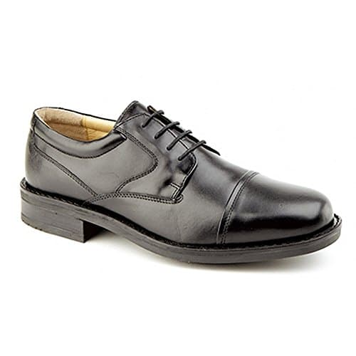 Image of Roamers Barrett Mens Leather Full Fit Capped Brogue Shoes Black