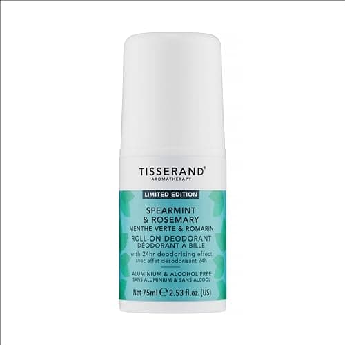 Image of Tisserand - Natural Roll-On Deodorant - Spearmint & Rosemary - Unisex - 75ml - Organic & Long-Lasting Protection - 1 x Deodorant Bottle