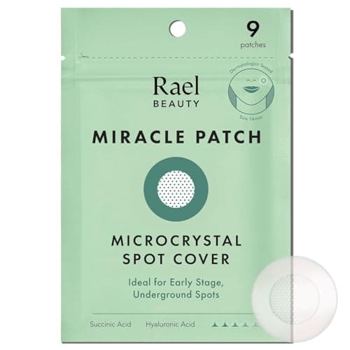 Image of Rael Pimple Patches, Miracle Microcrystal Spot Cover - Korean Skincare, Acne Treatment Patch with Tea Tree Oil for Early Stage, Hydrocolloid, Vegan & Cruelty Free (9 Count)