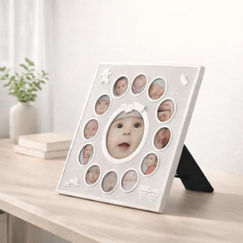 Image of Baby My First Year Multi-Photo Frame Holds 13 Photos Set Newborn 12 Months Gift Beautiful Multi-Photo Picture Frame - Cherish The Memories of Your Loved One for Life