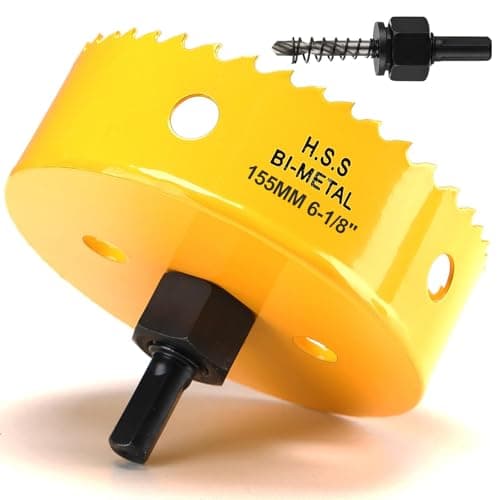 Image of 155mm Hole Saw, Bi-Metal Hole Cutter for Wood, Hole Saw Drill Bit with 35mm Cutting Depth, HSS Drill Hole Cutter for Cutting Plastic, Drywall and Fiberglass
