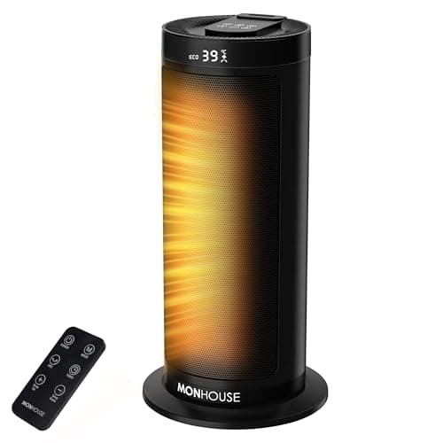 Image of MONHOUSE Electric Heater - Energy Efficient PTC Ceramic, Silent Portable Heater with LED Display, Remote Control, Overheat Protection, Smart Thermostat, 1-12HR Timer - Ideal for Office, Home, Bedroom
