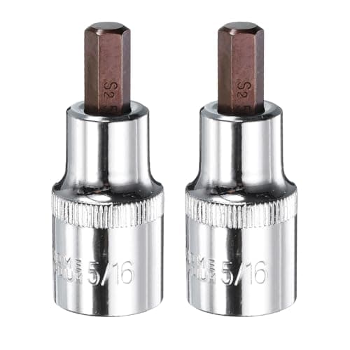 Image of sourcing map 2pcs 5/16" Hex Bit Socket 1/2" Square Drive SAE Extension Impact Bit Power Nut Driver Set S2 & CR-V Steel Socket Ratchet Wrench Bits